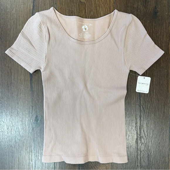 🆕 INTIMATELY FREE PEOPLE Ribbed Tee Pullover Top in ballet SZ M/L - Picture 3 of 6